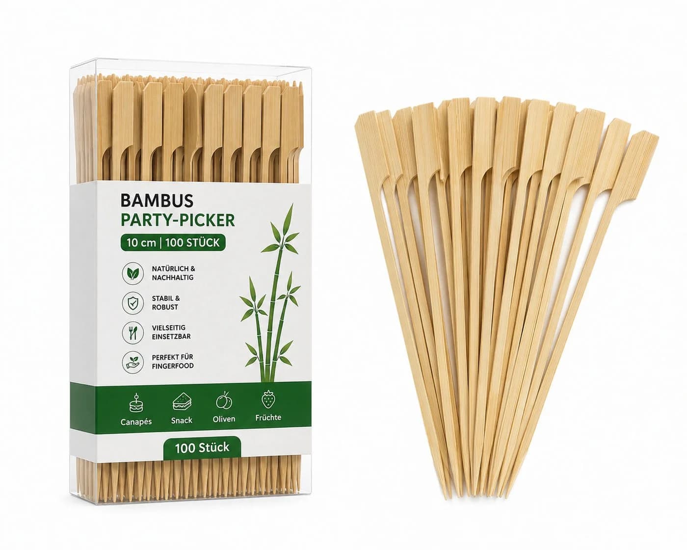 HH-Haushalt Bambus Party-Picker 100 Stück 10 cm Fingerfood-Spieße - Bild 2
