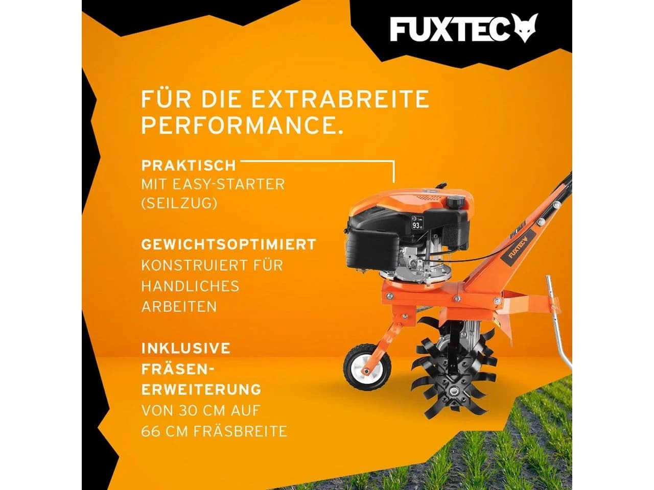 FUXTEC Benzinmotorhacke FX-AF1139-SET1, 36 cm Arbeitsbreite, 4-Takt Motor, regulierbare Pflugtiefe, 3000 U/min - Bild 4