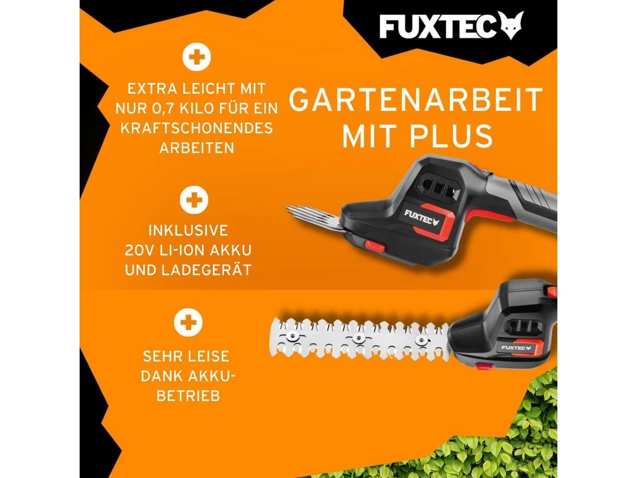 FUXTEC Akku-Heckenschere FX-E1HS20-SET, 20V, 52cm Arbeitsbereich, 2Ah-Akku - Bild 3