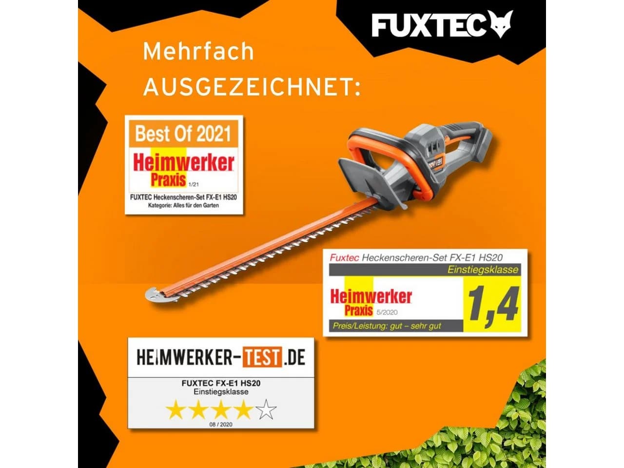 FUXTEC Akku-Heckenschere FX-E1HS20-SET, 20V, 52cm Arbeitsbereich, 2Ah-Akku - Bild 5