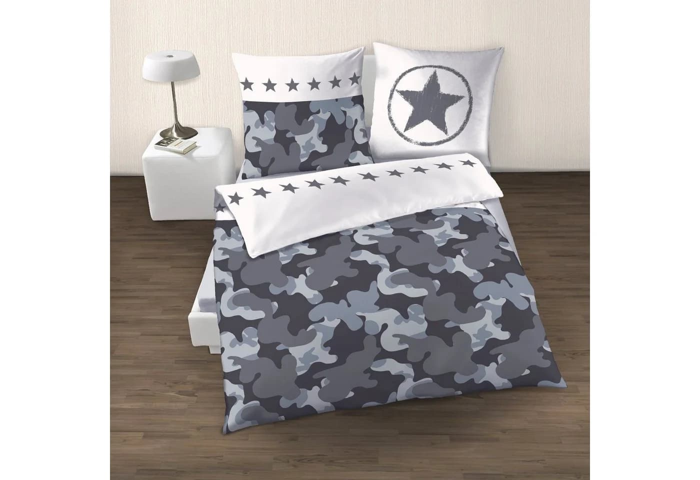 MTOnlinehandel Bettwäsche Camouflage 2-teilig Schwarz Grau Biber - Bild 2