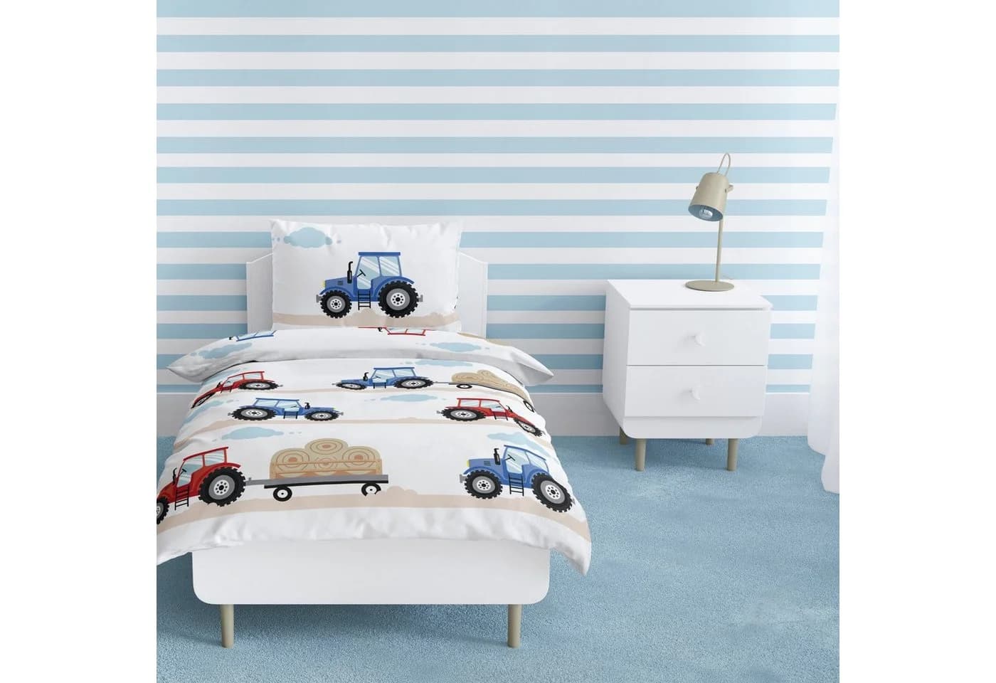 MTOnlinehandel Babybettwäsche Traktor 100x135 + 40x60 cm 100% Baumwolle Biber - Bild 2