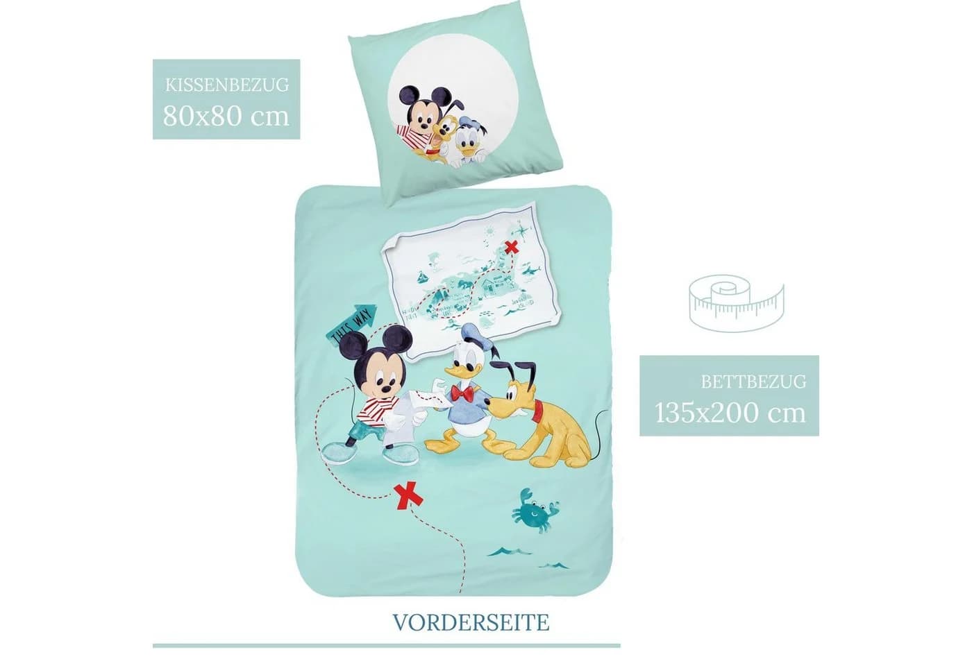 MTOnlinehandel Kinderbettwäsche Mickey Mouse Mint 2-teilig