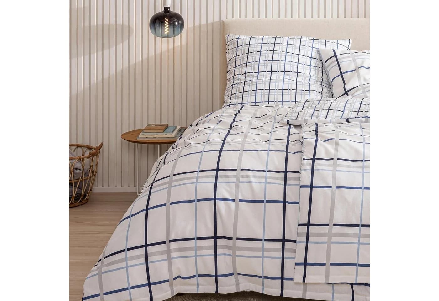 MTOnlinehandel Bettwäsche Käptn Karo 100% Baumwolle Weiß Blau Grau - Bild 4