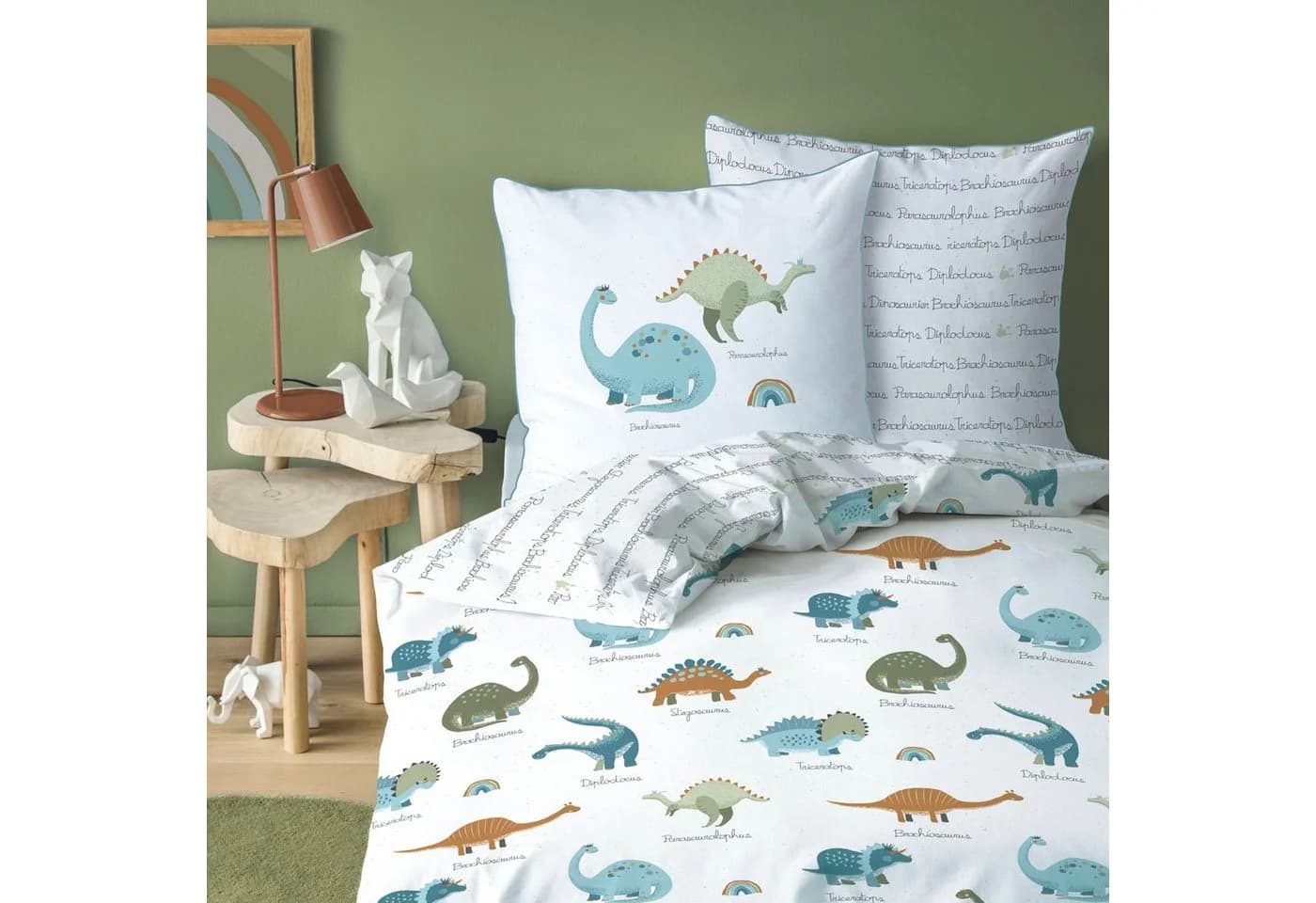 MTOnlinehandel Bettwäsche Dino Tiere 100% Baumwolle Renforcé 2-teilig - Bild 2