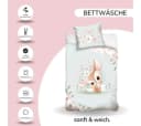 MTOnlinehandel Kinderbettwäsche Blumen Reh Hase Schmetterling Satin Bild 1