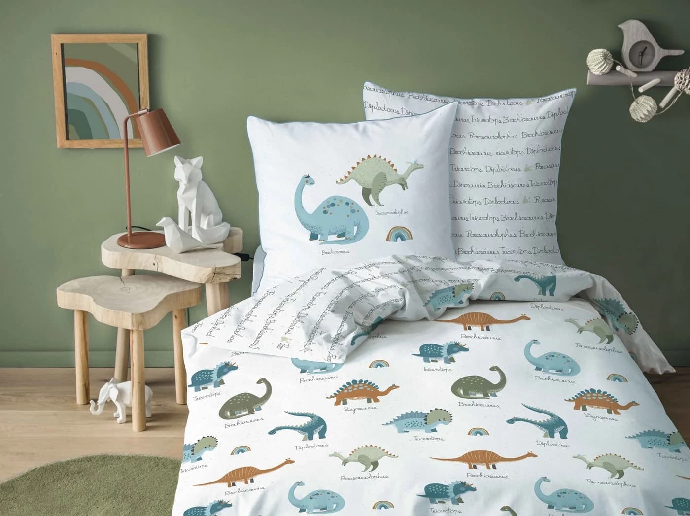 MTOnlinehandel Kinderbettwäsche Dino 2-teilig 100% Baumwolle Renforcé
