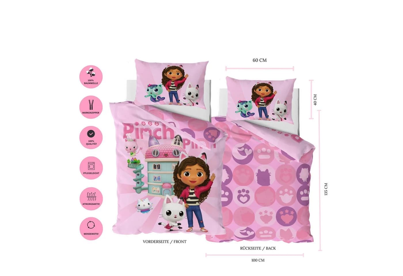 Gabbys Dollhouse Pinch Pinch 100x135 Bettwäsche Set Renforcé Baumwolle - Bild 3