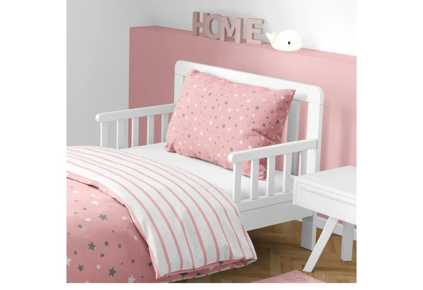 MTOnlinehandel Babybettwäsche Stella Rosa Grau Weiß 100x135 + 40x60 cm - Bild 3