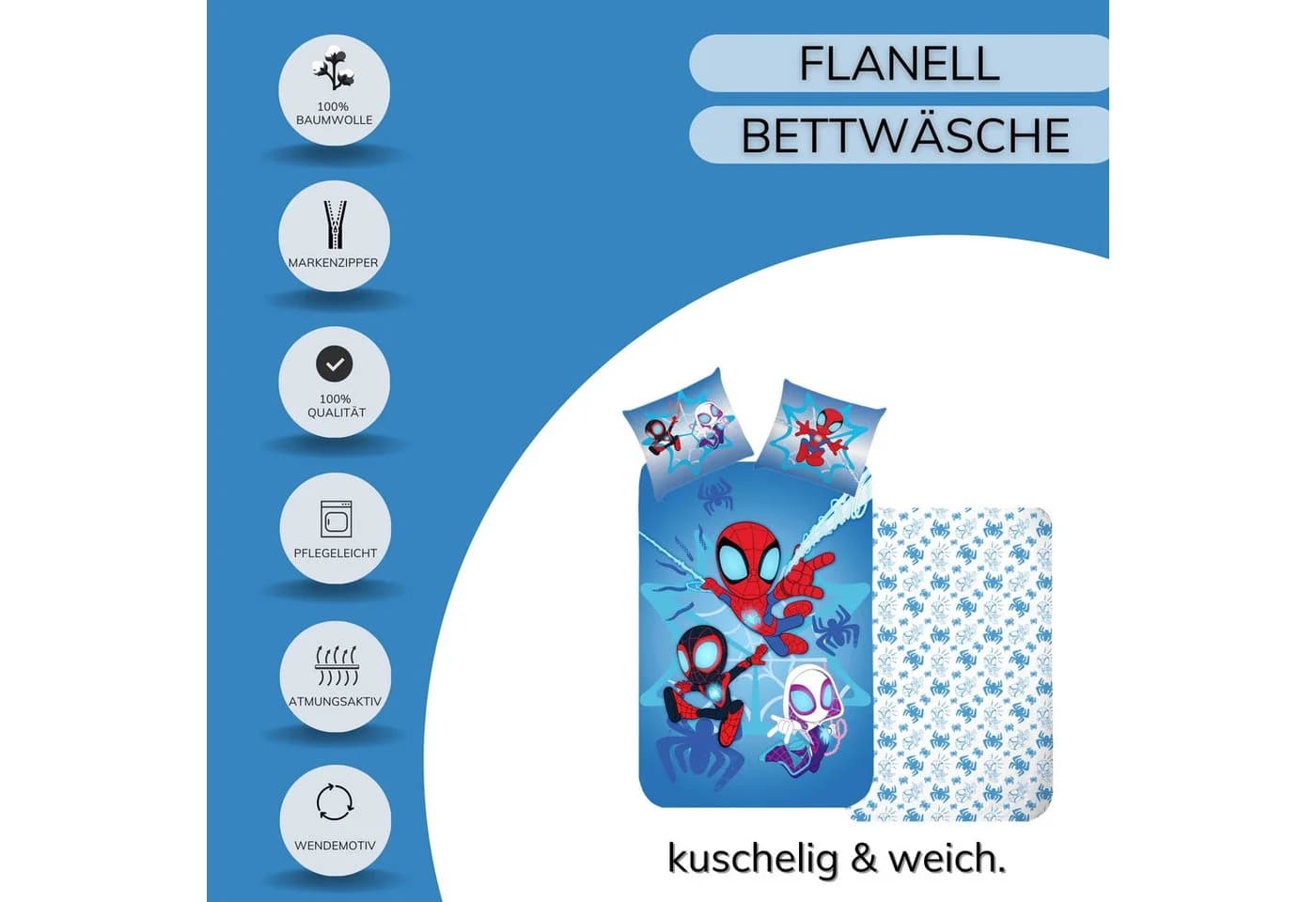 Spidey & Friends Kinderbettwäsche 100% Baumwolle Helden der Nacht - Bild 4