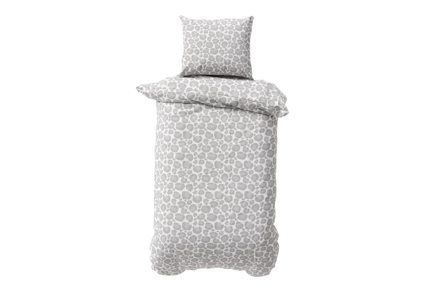 MTOnlinehandel Bettwäsche Leo Explorer 135x200 + 80x80 cm in Renforcé, Weiß/Grau, Animal, 100% Baumwolle, 2 teilig, Bettwäsche-Set im Leo Look • Safari • Adventure