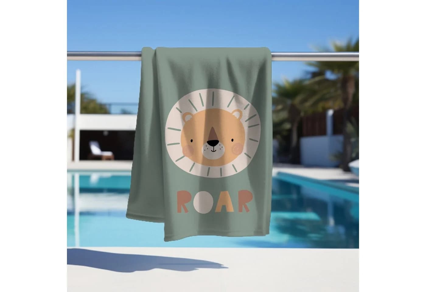 MTOnlinehandel Strandtuch Kinder Löwe 70x140 cm Baumwolle Polyester Mix - Bild 3