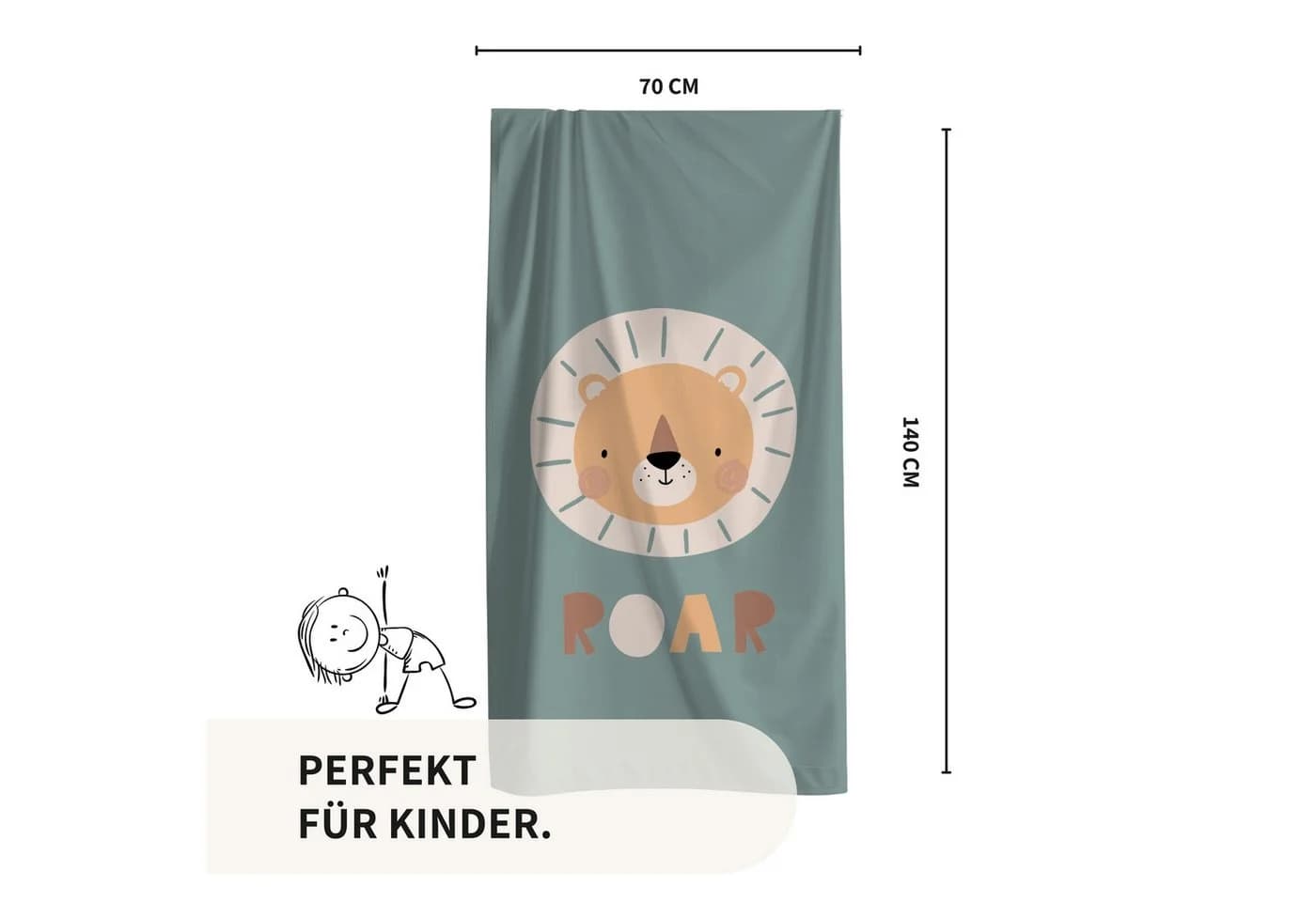 MTOnlinehandel Strandtuch Kinder Löwe 70x140 cm Baumwolle Polyester Mix - Bild 4