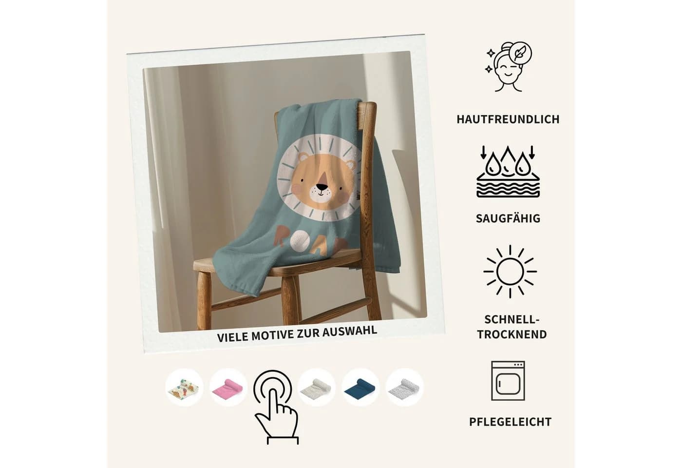 MTOnlinehandel Strandtuch Kinder Löwe 70x140 cm Baumwolle Polyester Mix - Bild 5