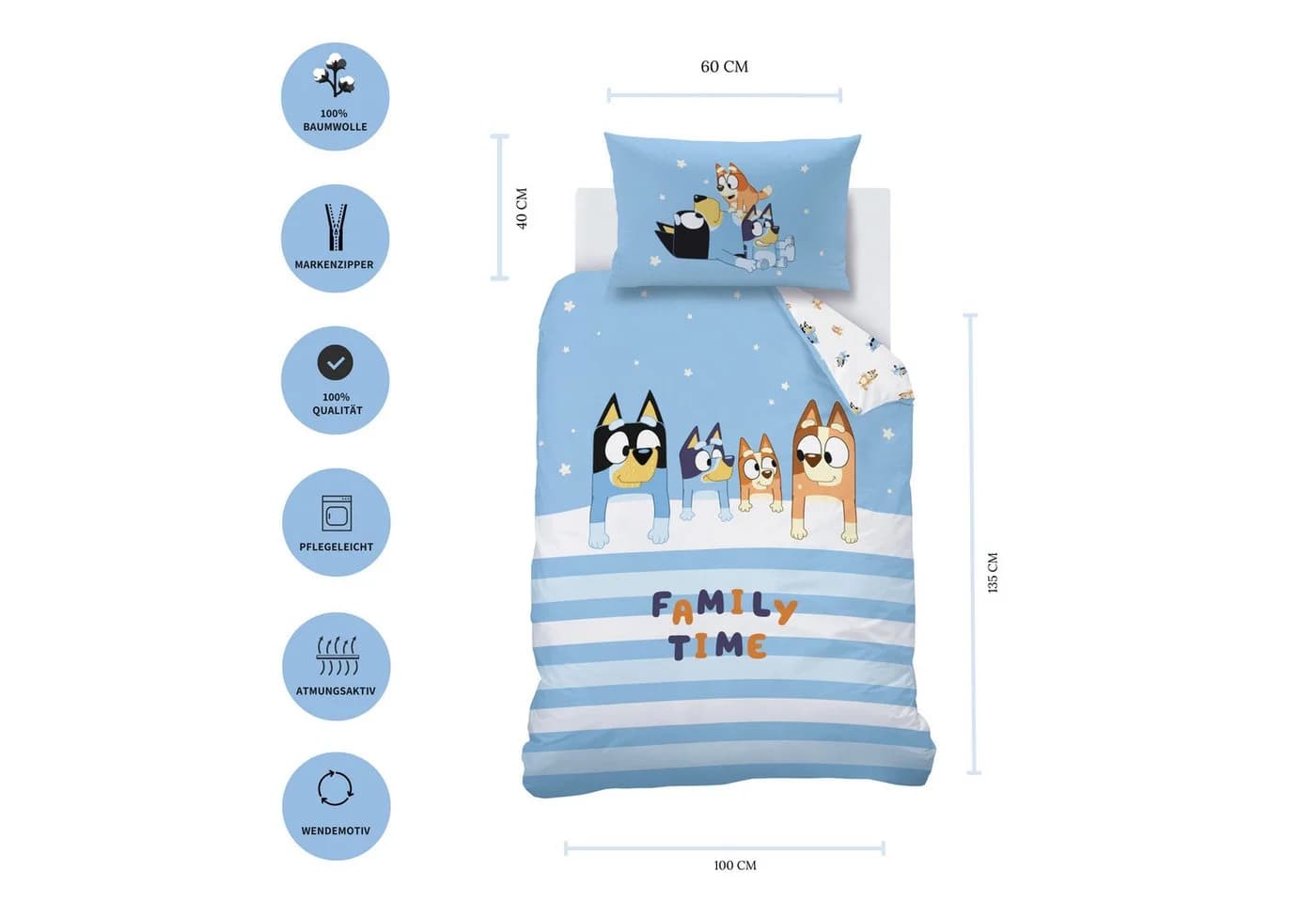 MTOnlinehandel Babybettwäsche Bluey Family Time 100% Baumwolle - Bild 3