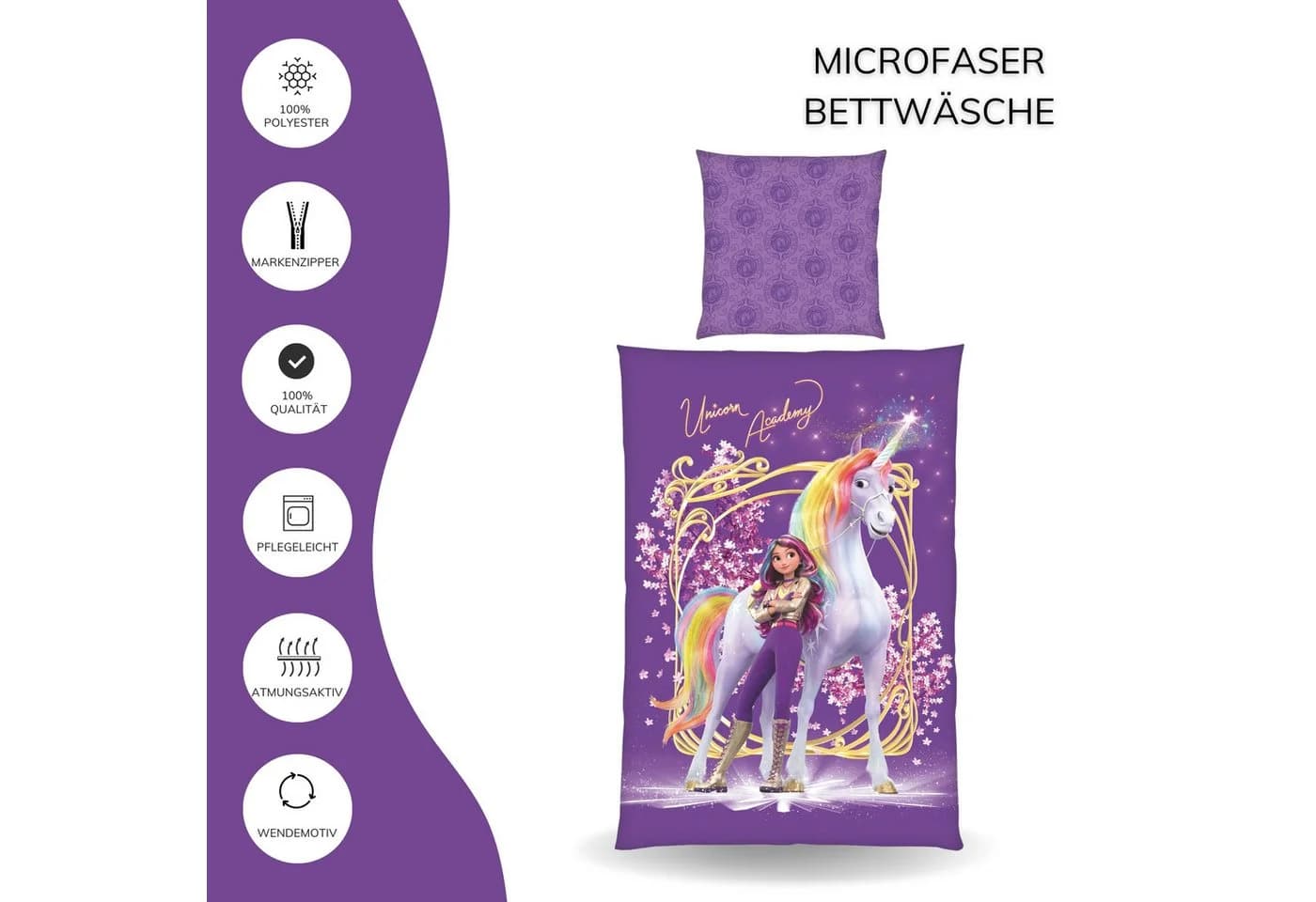 MTOnlinehandel Bettwäsche Unicorn Academy Microfaser 2-teilig - Bild 3