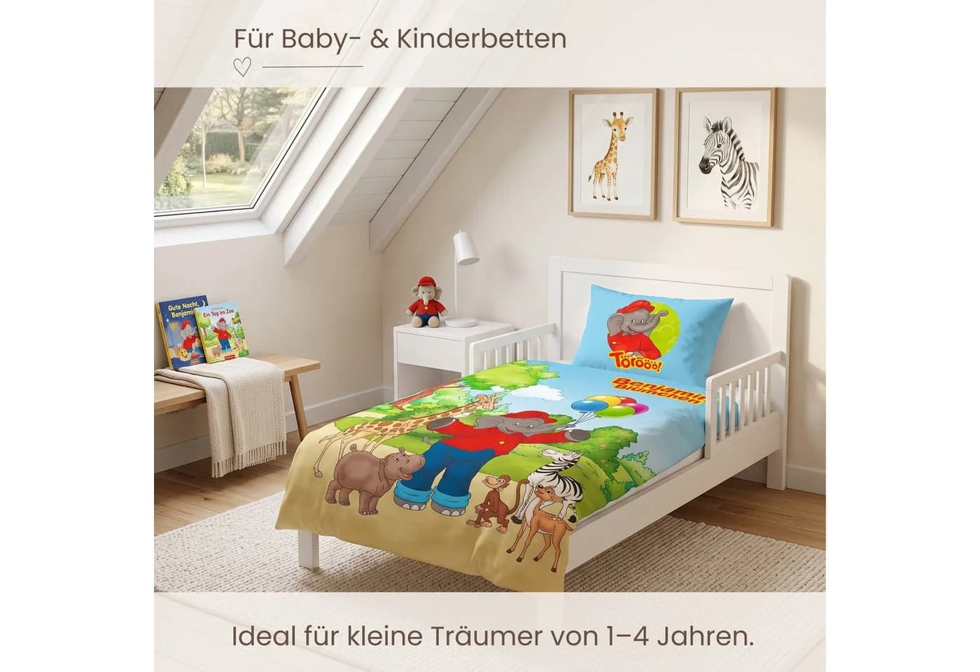 Benjamin Blümchen Babybettwäsche Wendemotiv Giraffe Zebra 100% Baumwolle - Bild 4