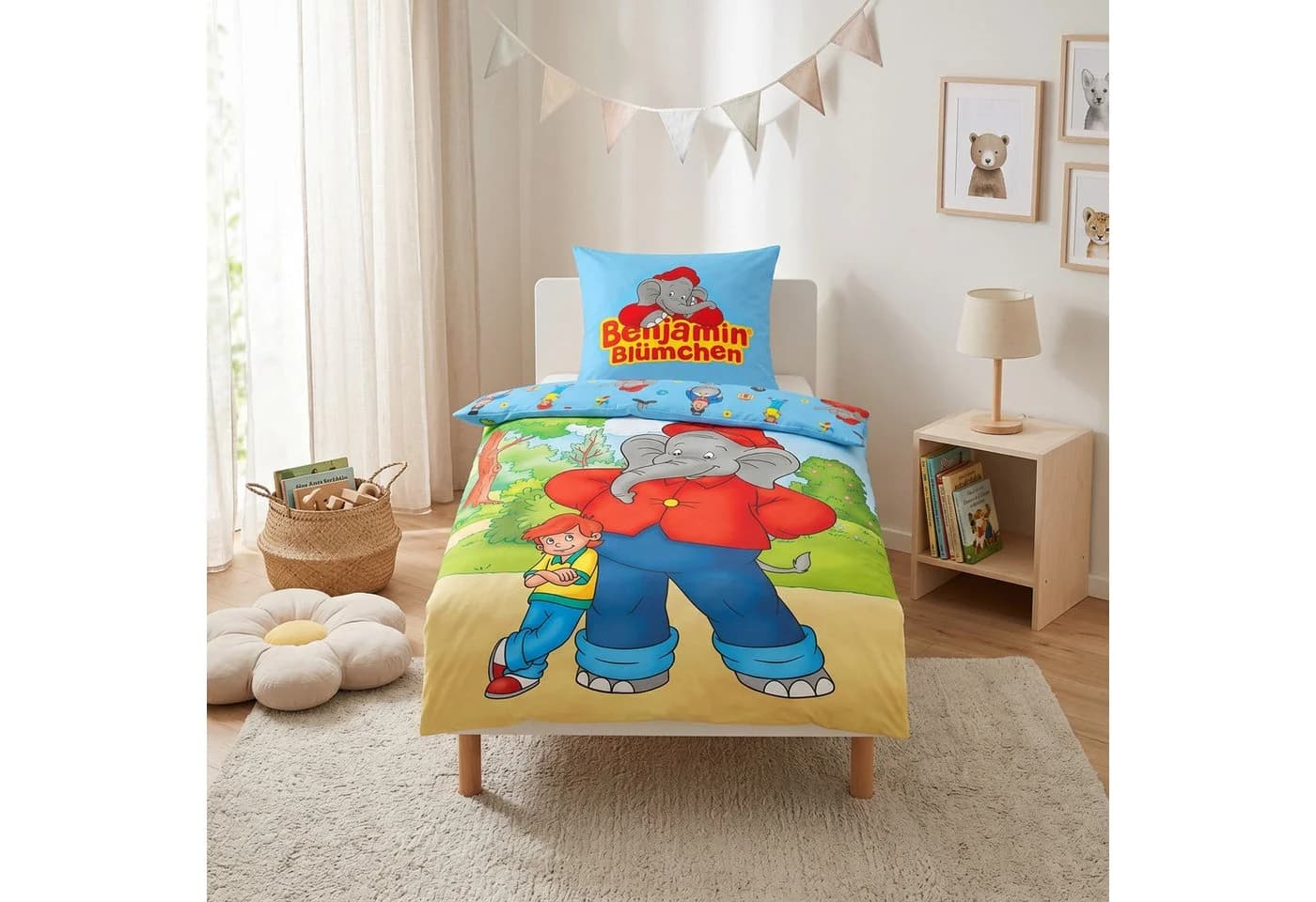 MTOnlinehandel Kinderbettwäsche Benjamin Blümchen Renforcé 100% Baumwolle
