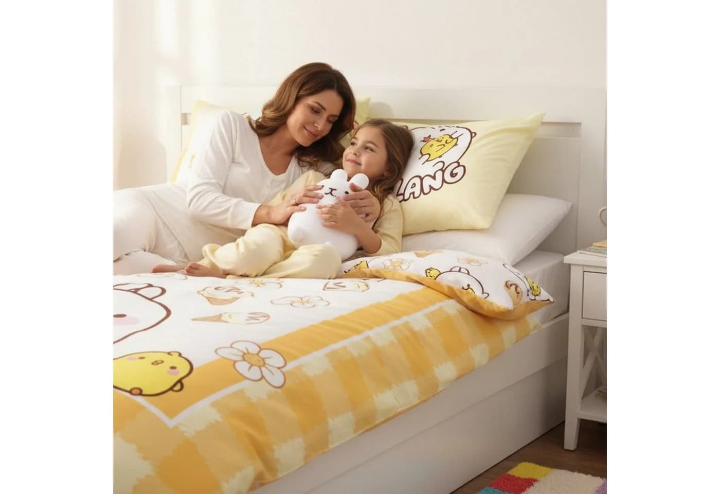 Molang Kinderbettwäsche 135x200 Butter Yellow Renforcé Baumwolle - Bild 3
