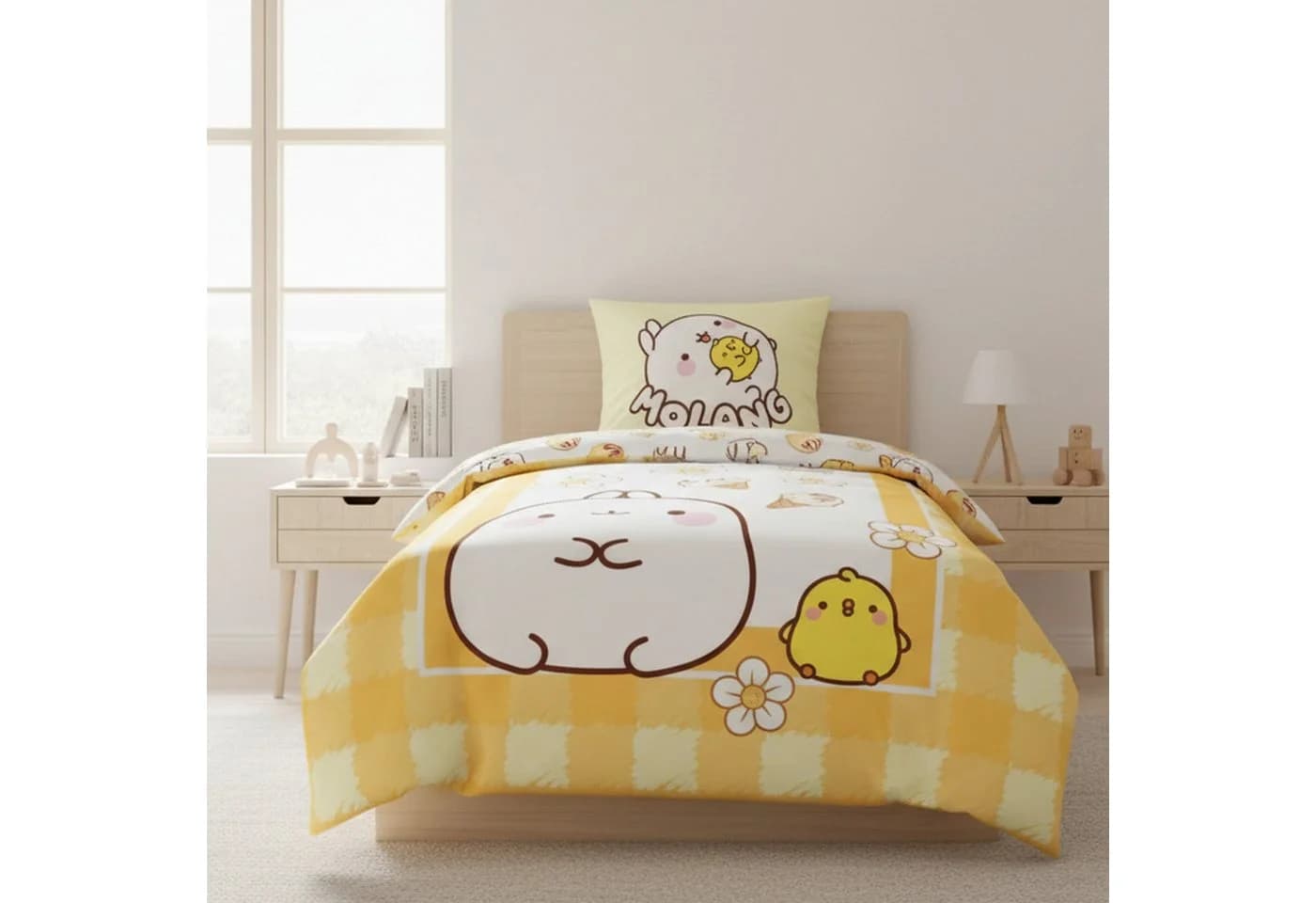 Molang Kinderbettwäsche 135x200 Butter Yellow Renforcé Baumwolle - Bild 5