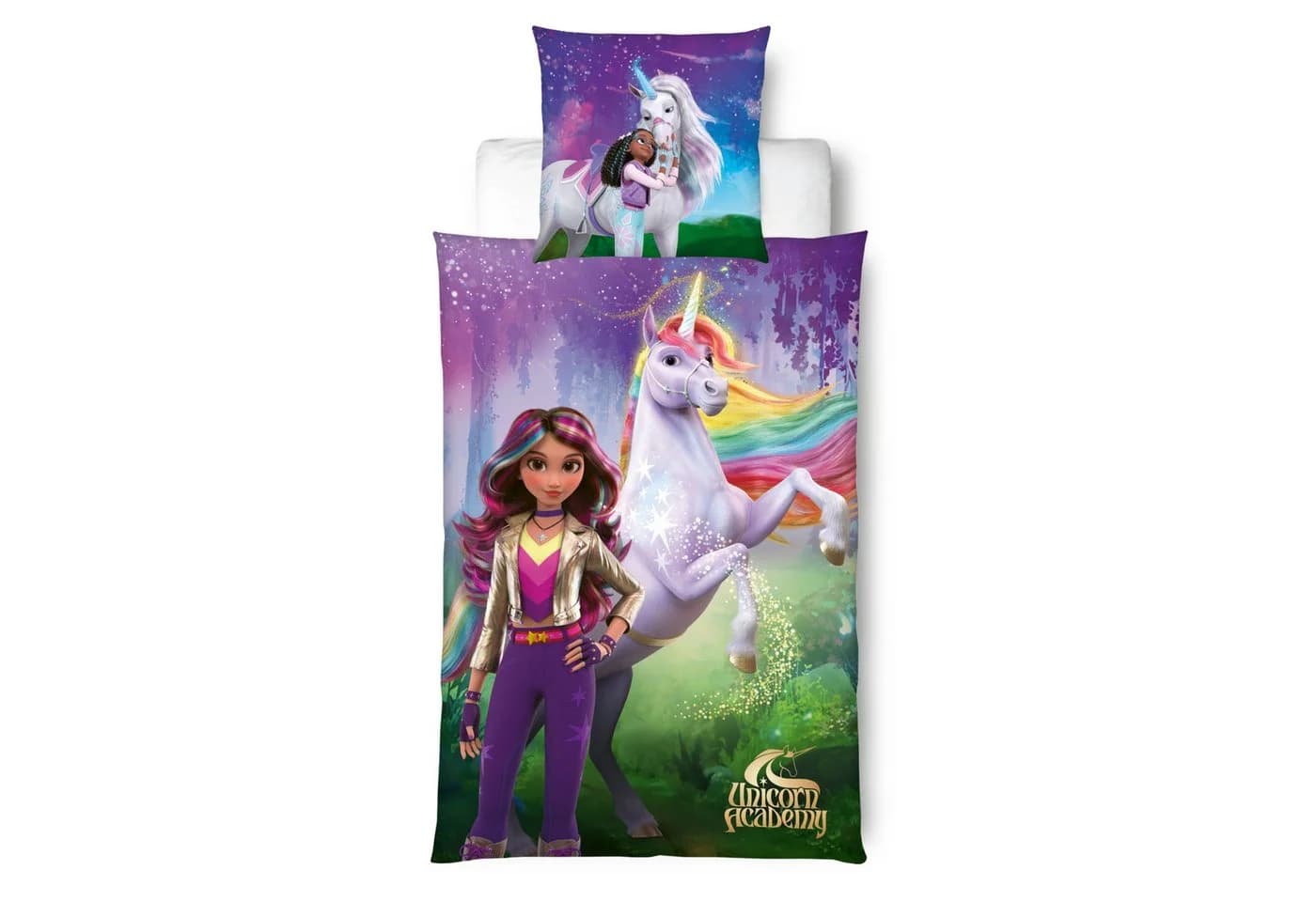 MTOnlinehandel Kinderbettwäsche Unicorn Academy Einhorn Mikrofaser Bunt - Bild 2