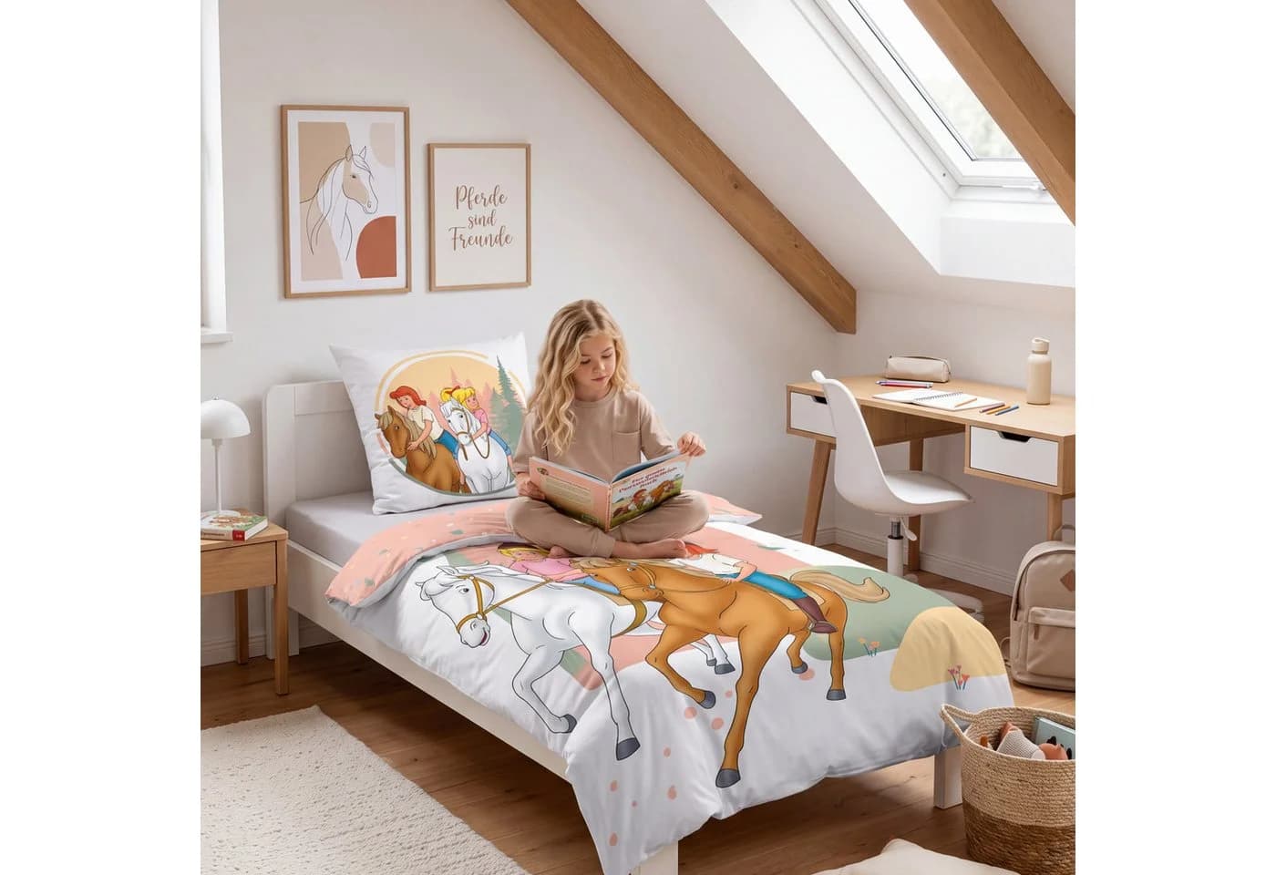 MTOnlinehandel Kinderbettwäsche Bibi & Tina 135x200 cm Mikrofaser Wendedesign - Bild 3