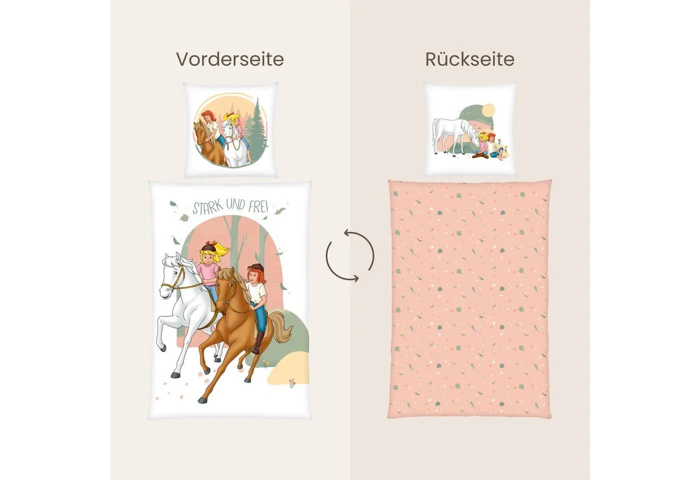 MTOnlinehandel Kinderbettwäsche Bibi & Tina 135x200 cm Mikrofaser Wendedesign - Bild 4