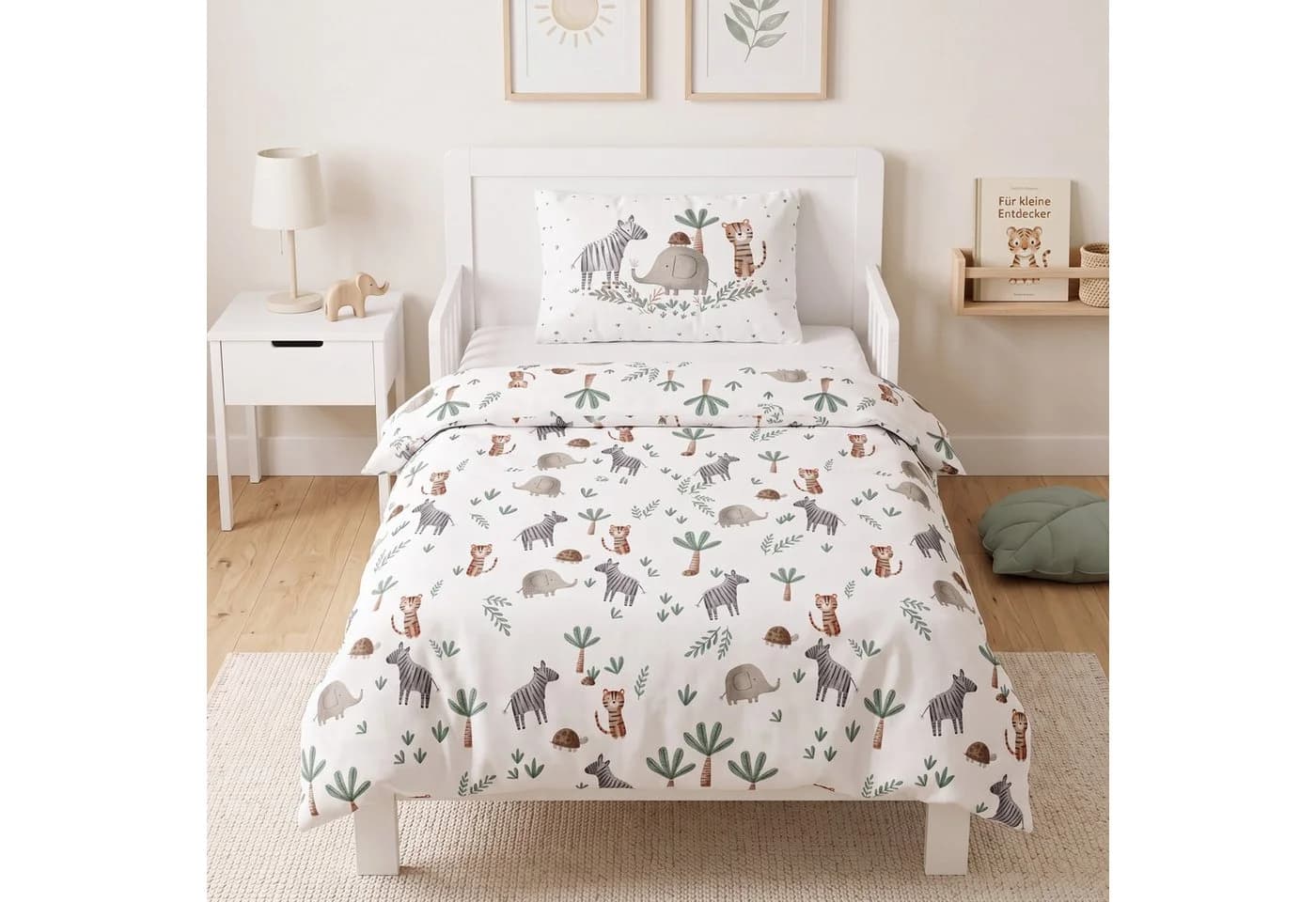 MTOnlinehandel Babybettwäsche Safari 100x135 cm Jersey 100% Baumwolle Bunt - Bild 2