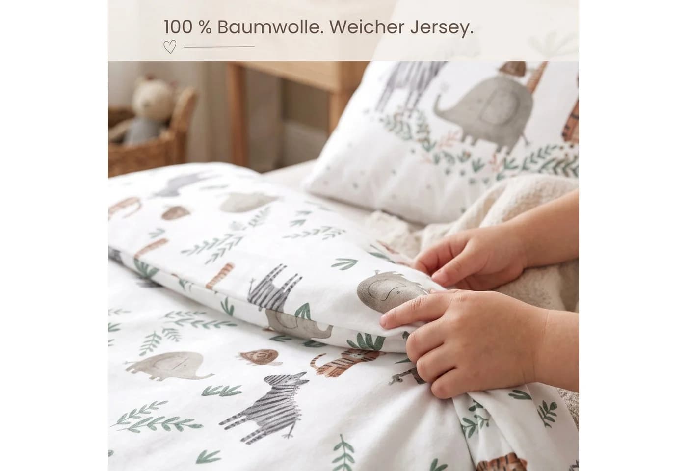 MTOnlinehandel Babybettwäsche Safari 100x135 cm Jersey 100% Baumwolle Bunt - Bild 5