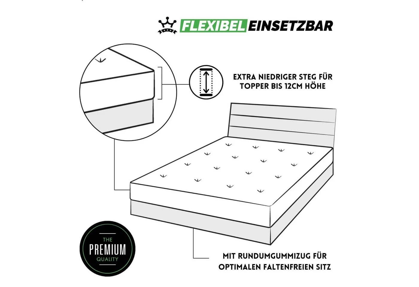 Hometex Premium Textiles Spannbettlaken Topper 100% Baumwolle Anthrazit - Bild 5