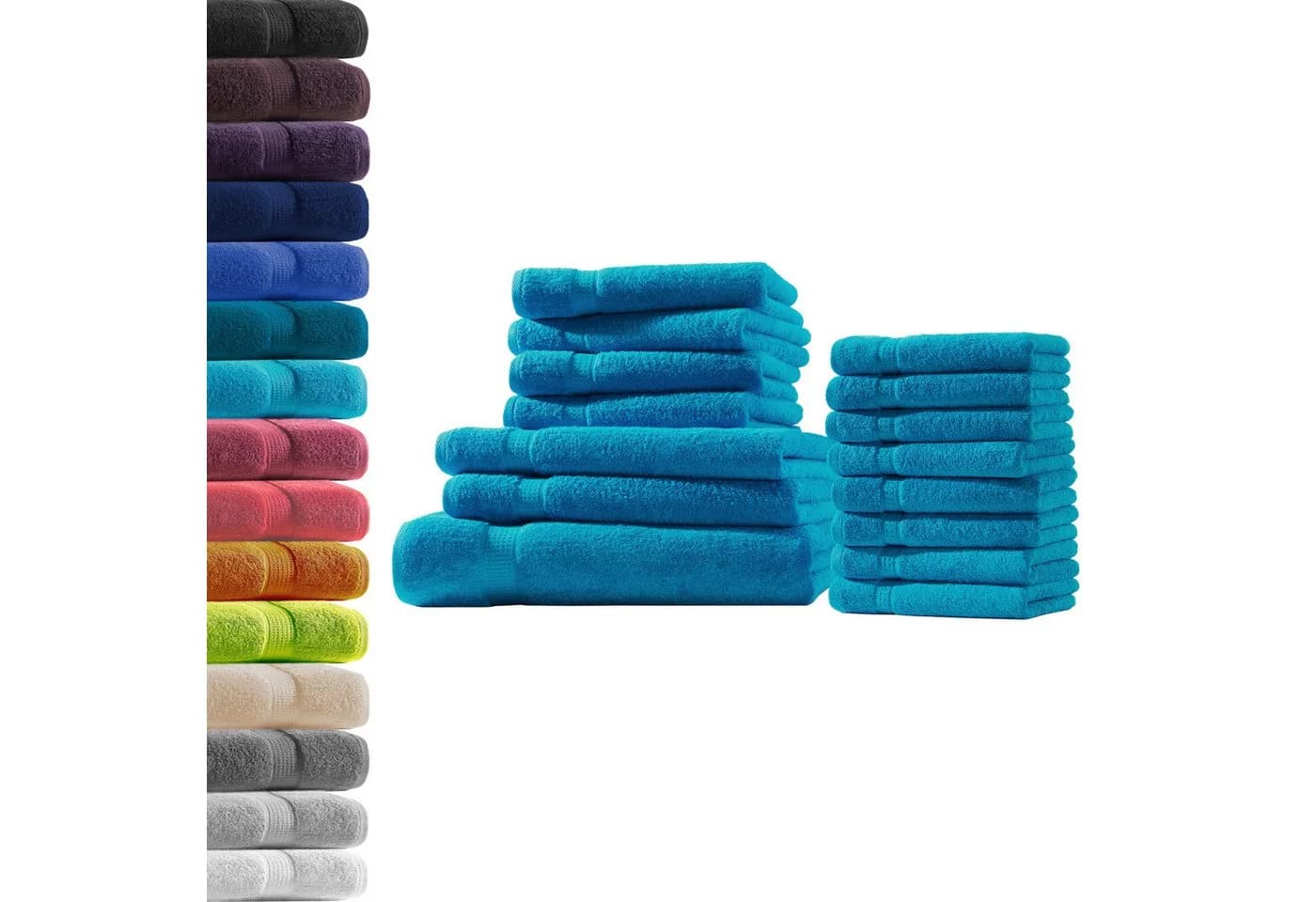 Hometex Premium Textiles Handtuch-Set Türkis 100% Baumwolle 500 g/m² - Bild 2