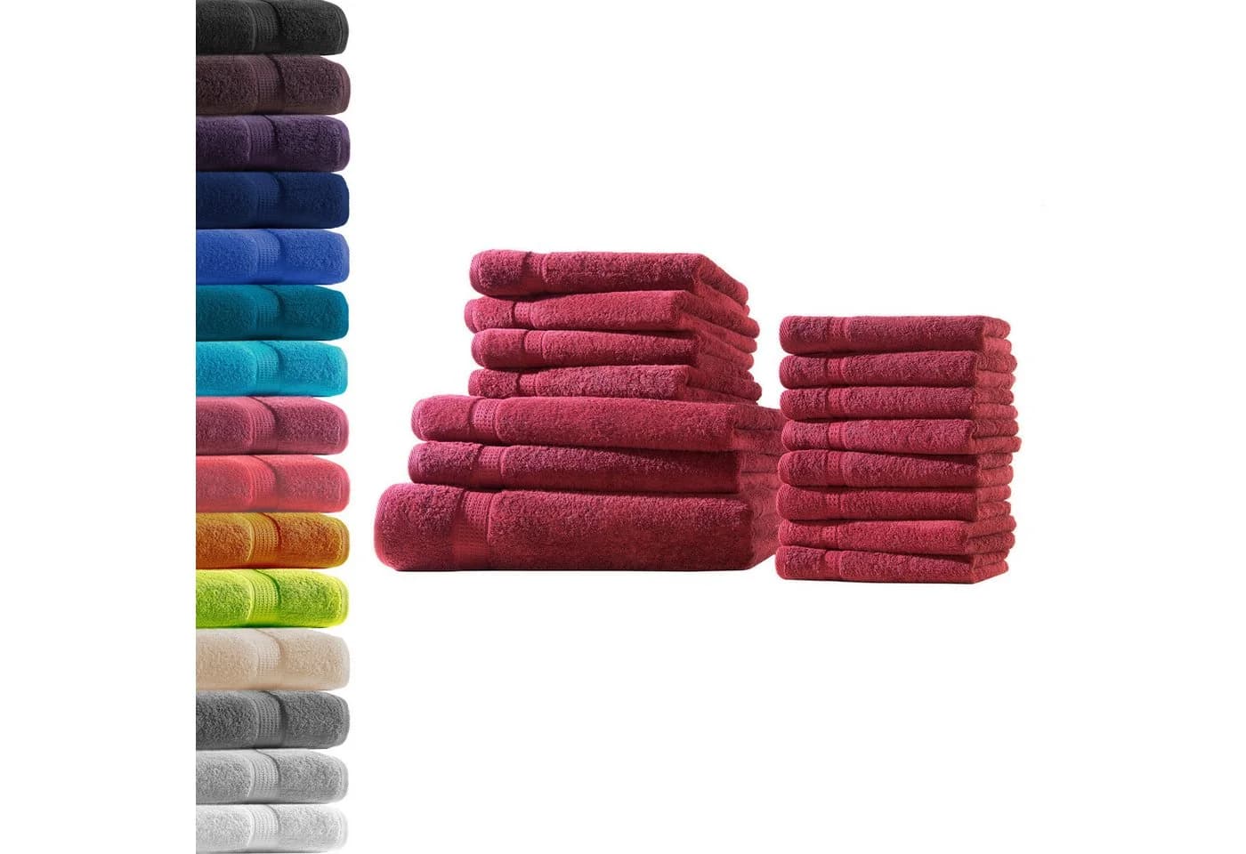Hometex Premium Textiles Handtuch-Set Rot 100% Baumwolle 500 g/m² - Bild 2