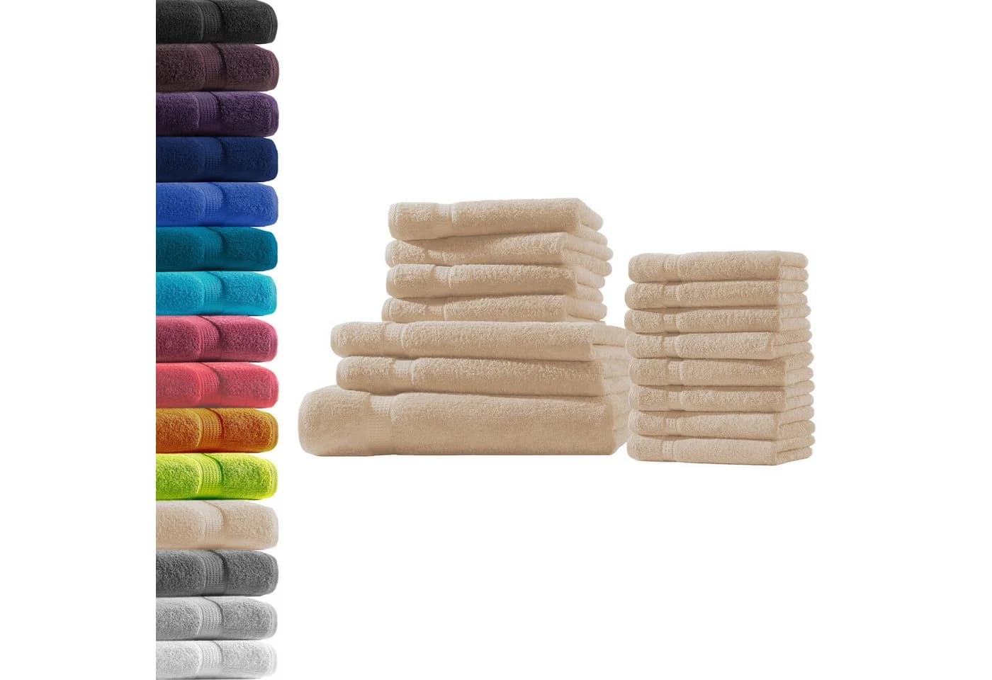 Hometex Premium Textiles Handtuch-Set Beige 100% Baumwolle 500 g/m² - Bild 2