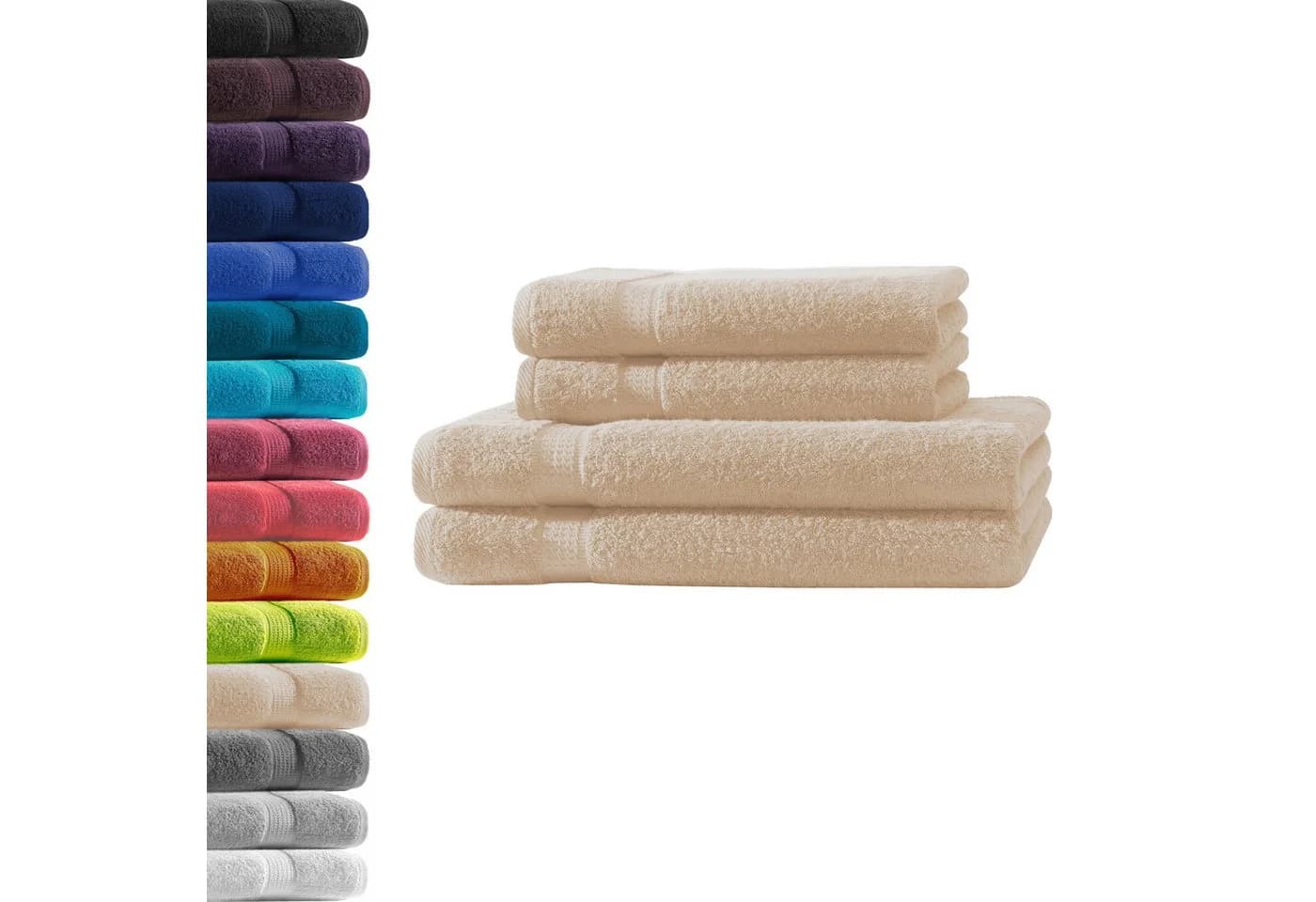 Hometex Premium Textiles Handtuch-Set Beige 100% Baumwolle 500 g/m² - Bild 2
