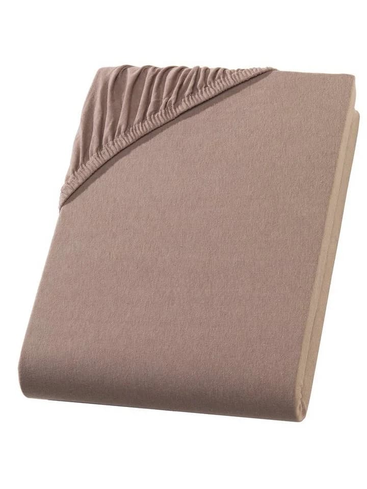 Hometex Premium Textiles Spannbettlaken Jersey Nougatbraun Topper