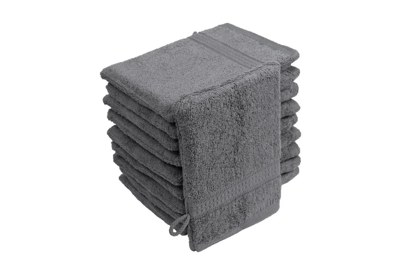 Hometex Premium Textiles Waschhandschuh 10er Set 100% Baumwolle Anthrazit - Bild 4
