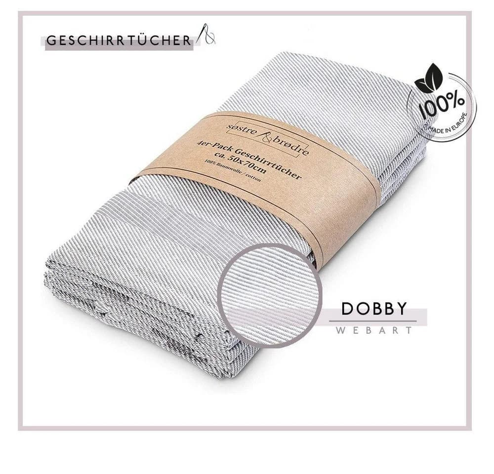 søstre & brødre Geschirrtuch 4er Set Rosa/Weiß Dobby-Design - Bild 4