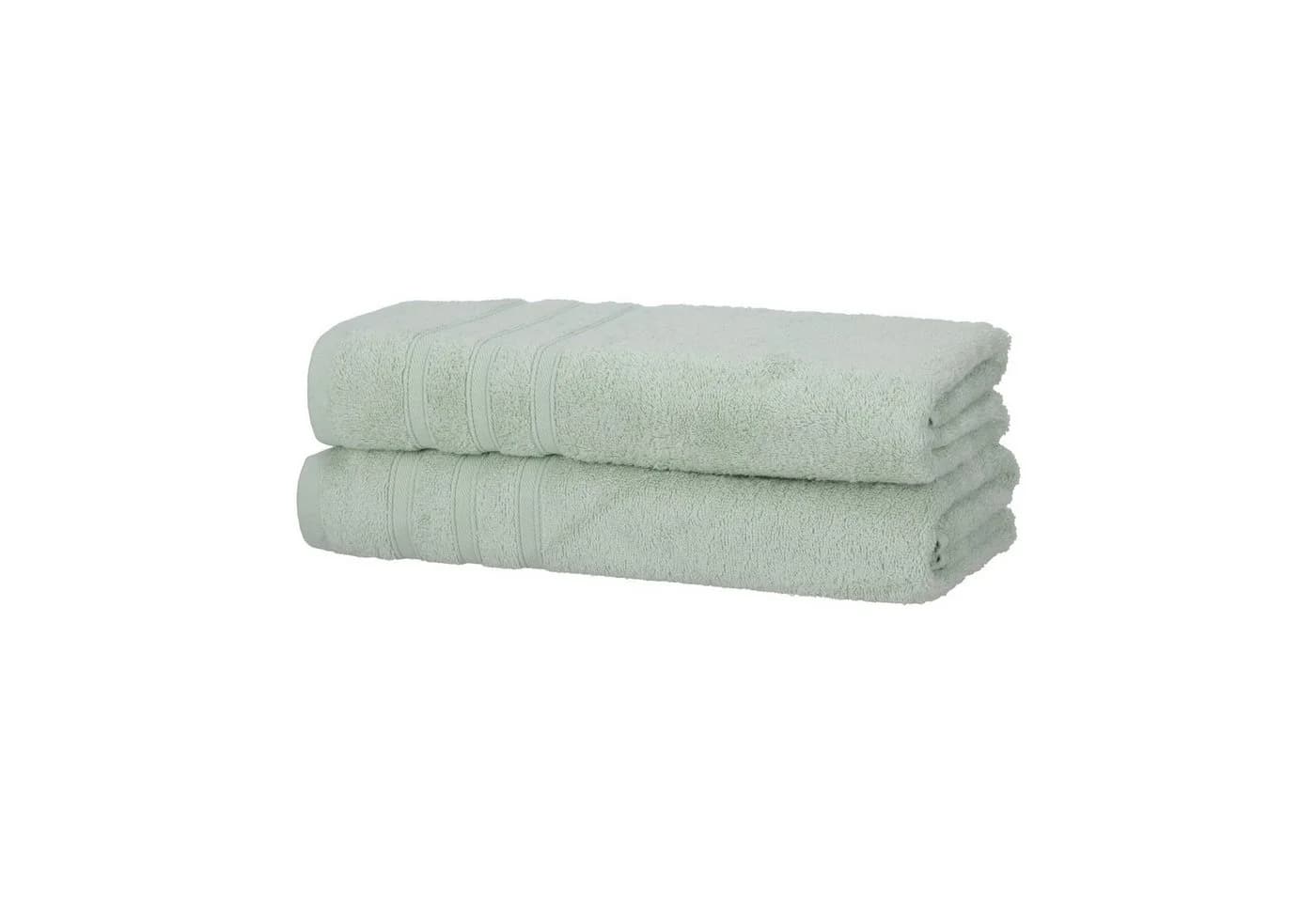 Hometex Premium Textiles Duschtücher 2er Set Grün 450 g/m² Baumwolle & Bambus - Bild 2