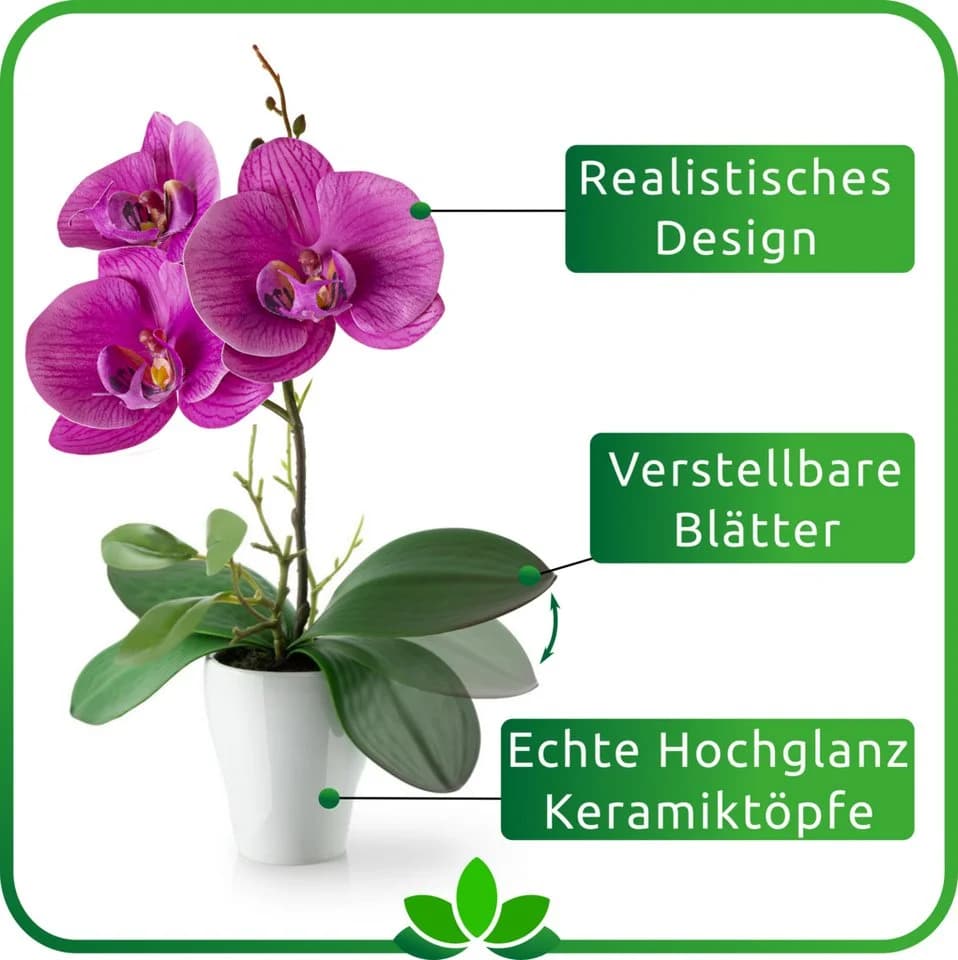 PASCH Kunstorchidee 3er Set in Hochglanz-Keramiktopf Weiß-Rosé - Bild 4