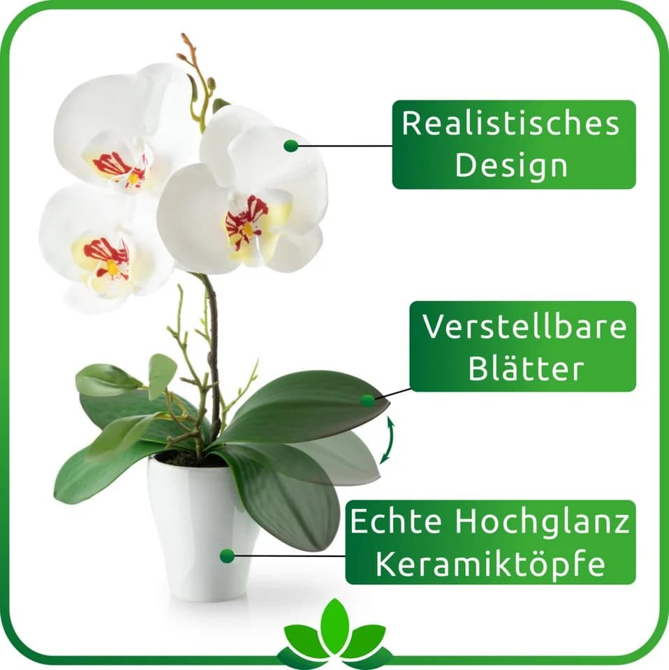 PASCH Kunstorchidee 3er Set Hochglanz-Keramiktopf Weiß - Bild 4