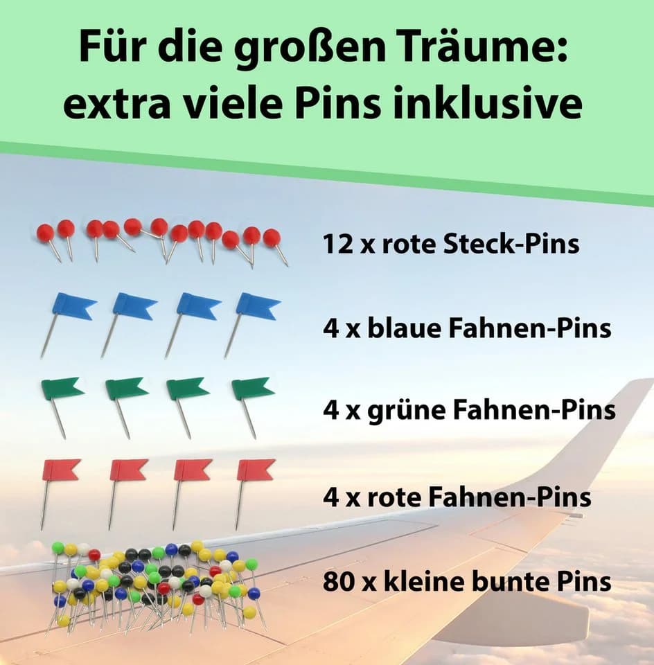 Feinknick Korkglobus 25cm mit 54 Pinnadeln und Stahlstandfuß - Bild 5