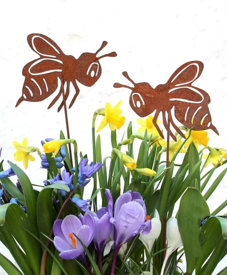 LB H&F Lilienburg Bienen Gartenstecker 2er Set Edelrost - Bild 2