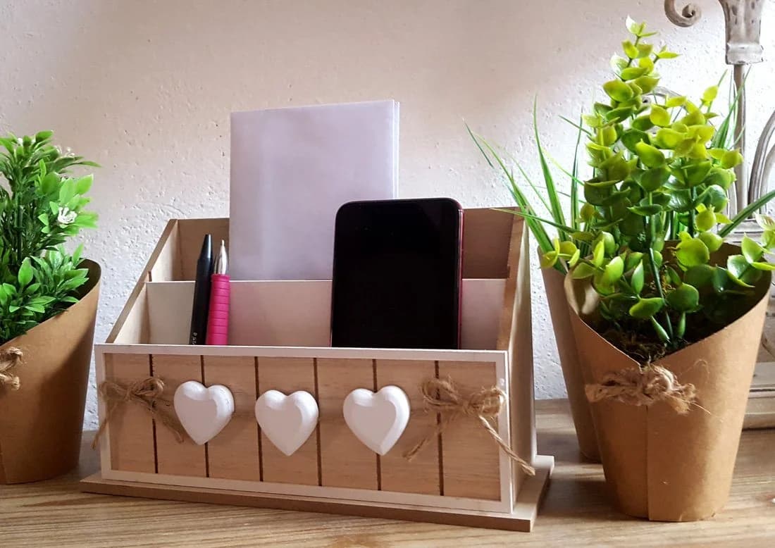 LB H&F Lilienburg Briefablage Holz mit weißen Herzen - Bild 5