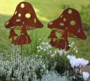 LB H&F Lilienburg XL Pilzstecker 2er Set Rost Metall Garten-Deko Braun Bild 1