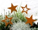 LB H&F Lilienburg 4er Set Gartenstecker Sterne Metall Rost-Optik Braun Bild 2