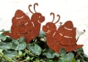 LB H&F Lilienburg Dekofigur Gartenstecker Schnecke Rost Metall Bild 1