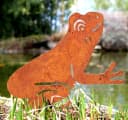 LB H&F Lilienburg Gartenstecker Frosch Rost Metall Deko Bild 3