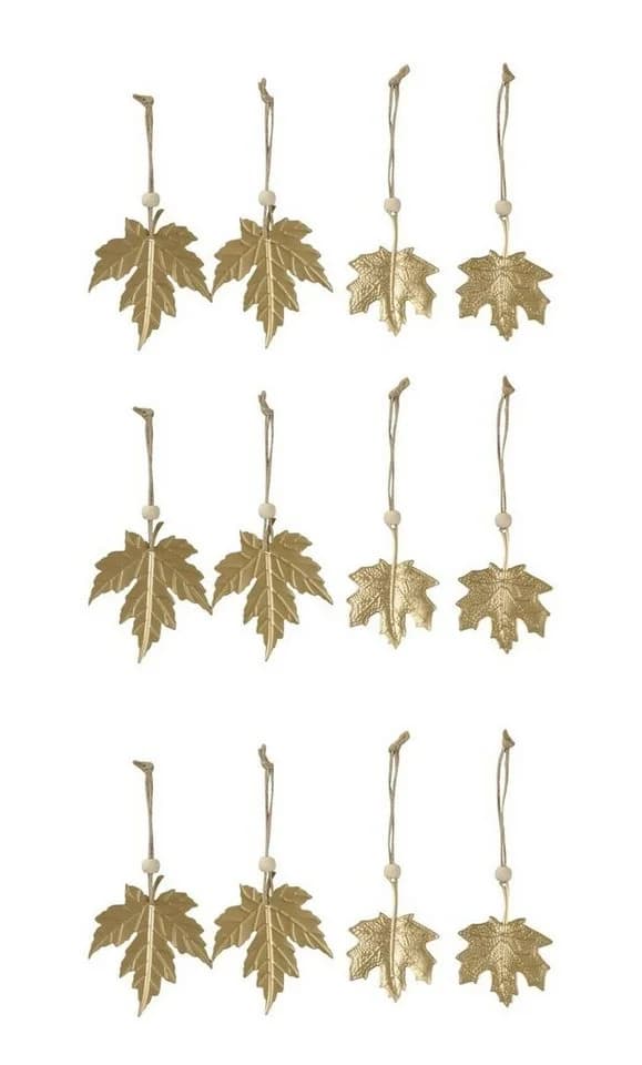 @tec Hängedekoration 12er Set Herbstblätter Gold Metall