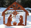 LB H&F Lilienburg Weihnachtskrippe Metall Rostoptik Gartenstecker Bild 1
