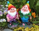 LB H&F Lilienburg Regenbogen Gartenzwerg 2er Set Wetterfest Polyresin Bild 2